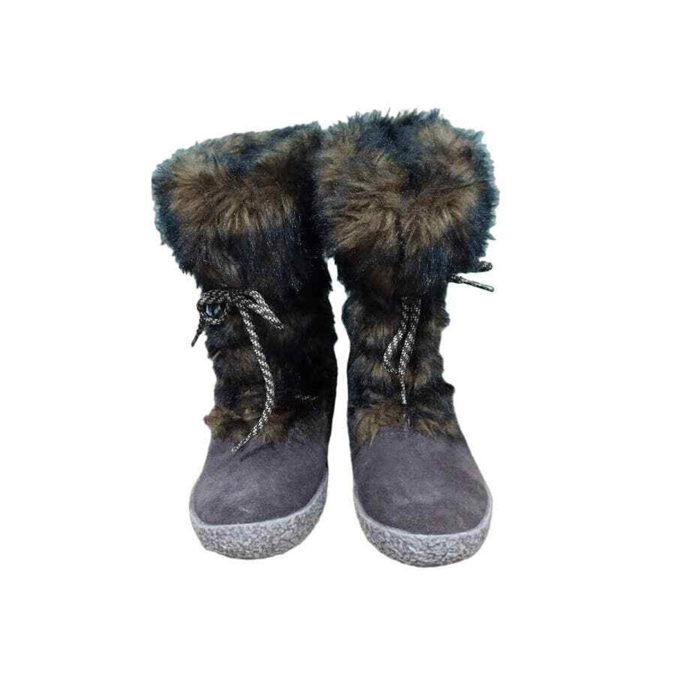 Brilliant Suede Waterproof Boots, Faux Fur, Thick Rubber‎ Soles, Brown, Sz 8.5